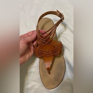 Braided leather ankle-strap sandals